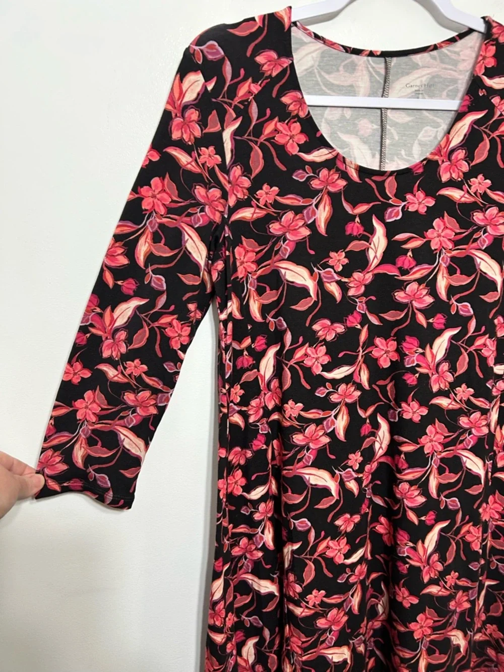 New! Garnet Hill Floral Seamed Knit Trapeze Dress Womens Size Small